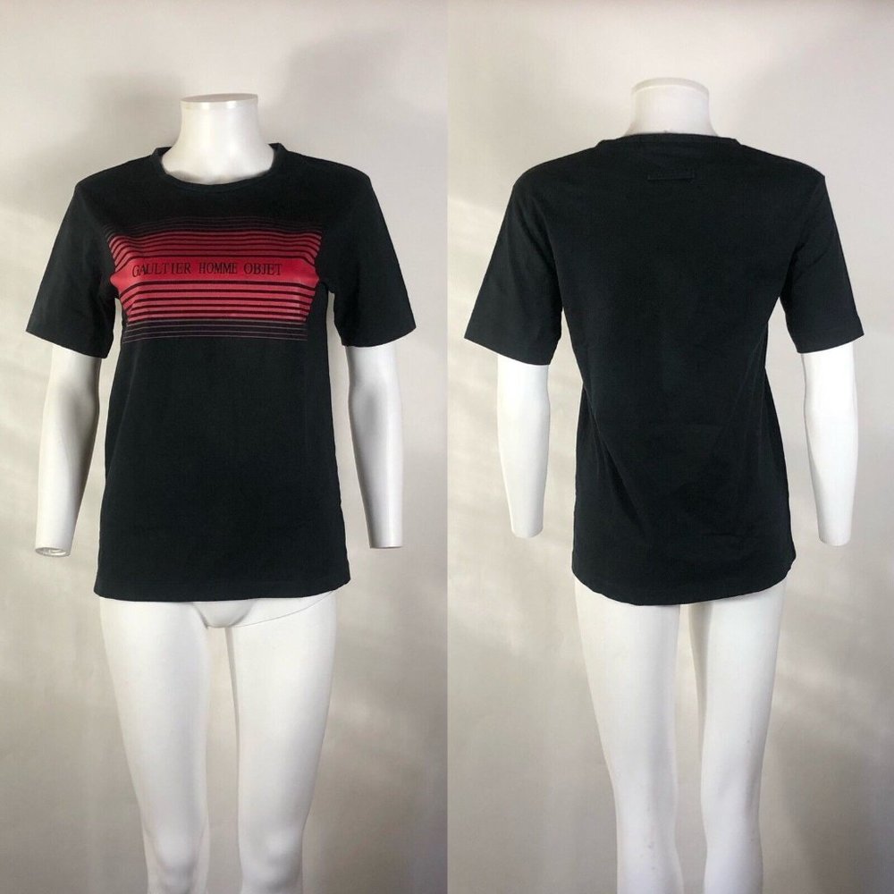 Rare Vtg Jean Paul Gaultier Homme Object Black Red Logo Tee M